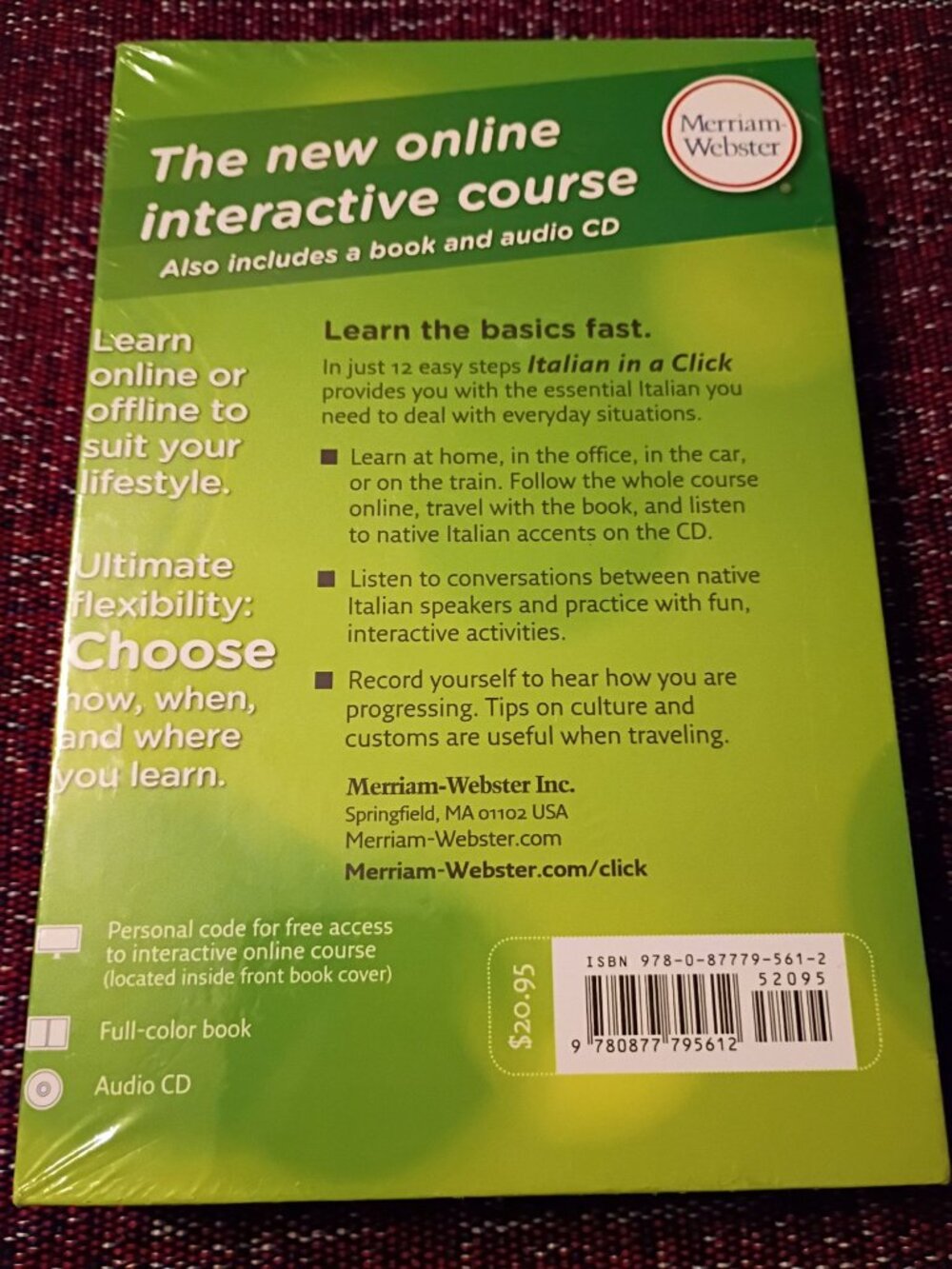 Merriam-Websters Easy Learning Italian In A Click 3-In-1 Full-Color Book Audio C - Picture 2 of 5